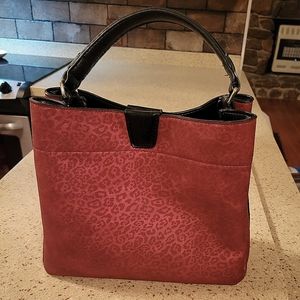 Beautiful soft red leopard print vegan leather handbag by Jenn & Co.